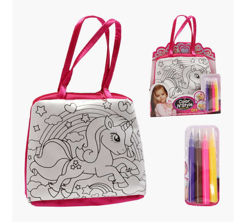 Сумка-розмальовка 612-2 (192/2) текстильна, 4 мініфломастери, застібається на блискавку, на листі