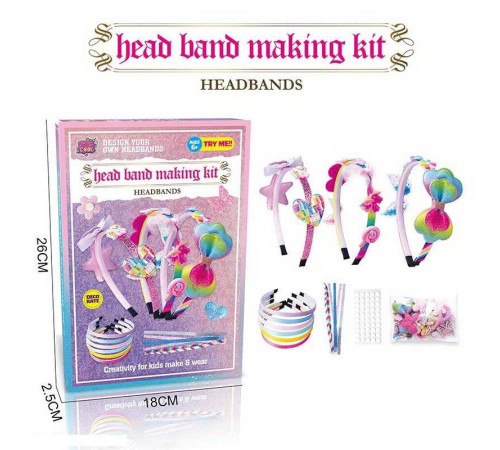 Набір для створення прикрас JX 20437 A (108/2) 6 обручів, кольорові стрічки, прикраси, в коробці