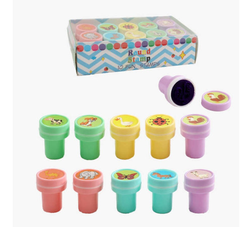 Набір печаток C 71055 (420) "Тварини", розмір: 2.5х3 см, 10 штук в упаковці, в коробці