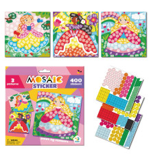 гр Набір для творчості Мозаїка зі стікерами "Принцеси" 300897 (48) "Dodo", 3 картинки-основи, 400 наліпок