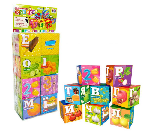 гр Кубики 10950 (36/2) "4FUN Game Club", "Їжа", 8 штук, м'які, водонепроникна тканина, літери, цифри, арифметичні знаки, в пакеті гр Кубики 10950 (36/2) "4FUN Game Club", "Їжа", 8 штук, м'які, водонепроникна тканина, літери, цифри, арифметичні знаки, в пакеті