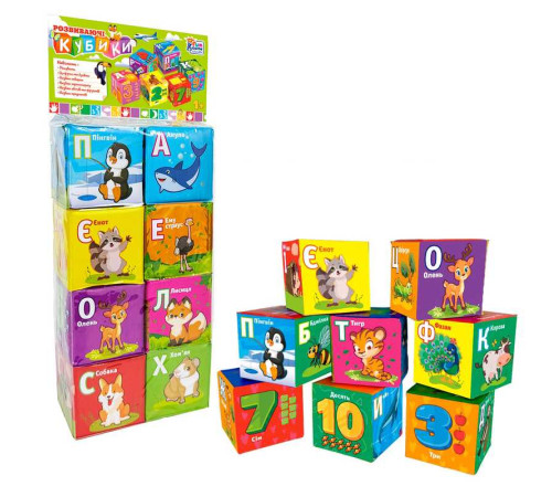 гр Кубики 40413 (36/2) "4FUN Game Club", "Тварини", 8 штук, м'які, водонепроникна тканина, літери, геометричні фігури, в пакеті гр Кубики 40413 (36/2) "4FUN Game Club", "Тварини", 8 штук, м'які, водонепроникна тканина, літери, геометричні фігури, в пакеті
