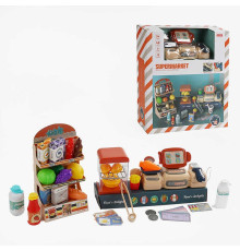 Магазин MW 5581 (16) касовий апарат, звук, репліки англ. мовою, підсвічування, стелаж, муляжі, прикраси, наліпки, в коробці