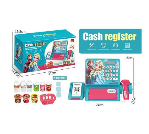 Касовий апарат QY 0087-13 (54/2) 18 предметів, муляж грошей, звук, підсвічування, банківська картка, кошик, в коробці
