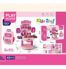 Кухня T 2157 D (24/2) 45 предметів, каструлі, сковорідки, продукти, столові прибори, кухонні аксесуари, в коробці