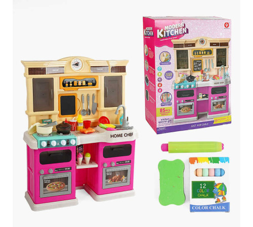 Кухня 922-163 (4) висота 83 см, 85 елементів, звуки, мелодії, підсвічування, автоматична подача води, парогенератор, дошка для крейди, в коробці