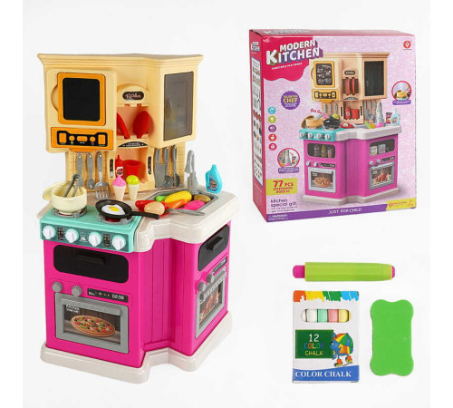 Кухня 922-165 (6) висота 80 см, 77 елементів, звуки, мелодії, підсвічування, автоматична подача води, парогенератор, дошка для крейди, в коробці