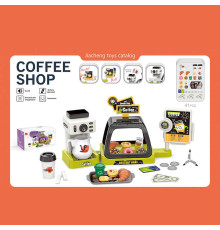 Кав'ярня 668-142 (36) 41 елемент, звукові ефекти каси, кавоварка наливає напій, вітрина з солодощами, стаканчики, круасани, пончики, в коробці
