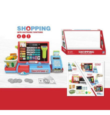 Касовий апарат 818-389 (16/2) розмір - 37.5х13х16.5 см, калькулятор, сканер, стрічка, термінал, кошик, продукти, картка, гроші, чеки, монети, звуки, підсвічування, рухомі елементи, в коробці