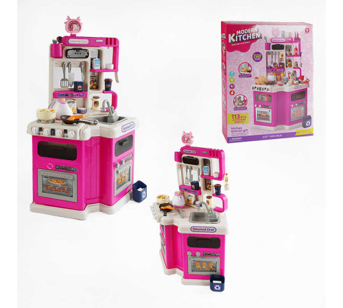 Кухня 922-181 (6) 113 елементів, звук, підсвічування, парогенератор, помпова подача води, посуд, продукти, висота кухні - 92 см, в коробці