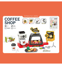 Кав'ярня 668-143 (36) 41 елемент, звукові ефекти каси, кавоварка наливає напій, вітрина з солодощами, стаканчики, круасани, пончики, в коробці