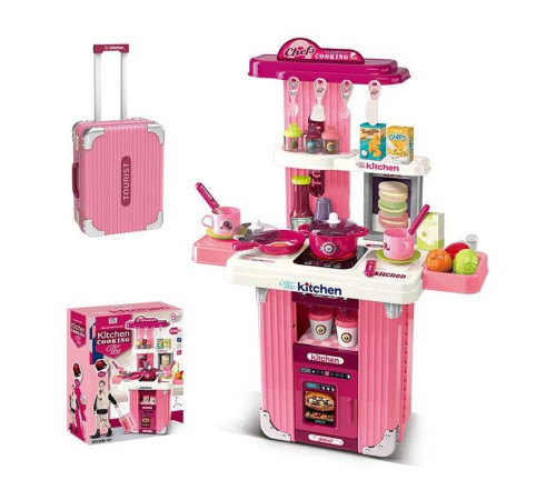 Кухня 008-101 (8) 2 в 1: кухня+валіза, висота 66 см, підсвічування, звуки приготування, регуляція звуку, посуд, продукти, приладдя, в коробці