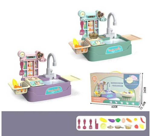 Кухня 566 (24/2) 2 види, помпа для води, посуд, овоці і фрукти, в коробці