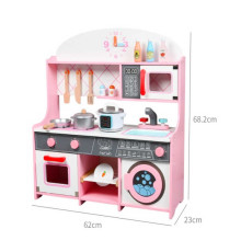 Кухня C 69829 (2) дерев'яна, 62х23х68.2см, духова піч, мультиварка, мийка, пральна машина, набір посуду, кухонне приладдя, в коробці