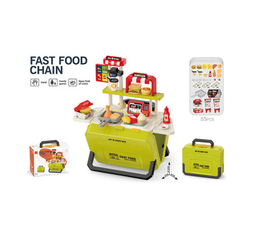 Магазин 668-160 (36) розкладна валіза, муляжі продуктів, іграшкові гроші, наліпки, в коробці