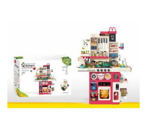 Кухня WD 824 A (4) 101 деталь, парогенератор, помпова подача води, звукові ефекти, підсвічування конфорок, пісня англ. мовою, тостер, посуд, аксесуари, наліпки, висота - 100 см, в коробці