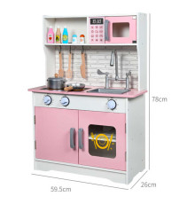 Кухня C 69830 (2) дерев'яна, 59.5х26х78 см, духова піч, сковорідка, каструля, кухонне приладдя, в коробці