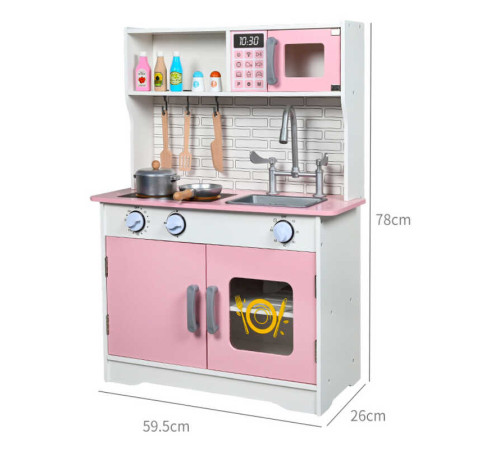 Кухня C 69830 (2) дерев'яна, 59.5х26х78 см, духова піч, сковорідка, каструля, кухонне приладдя, в коробці