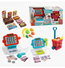 Касовий апарат 66106 (18) 2 кольори, калькулятор, підсвічування, звук, продукти, кошик, гроші, в коробці