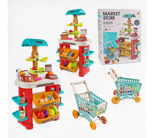 Супермаркет 922-194 (6) 80 елементів, звук, підсвічування, сканер, продукти, ваги, візок та корзина, на батарейках, в коробці