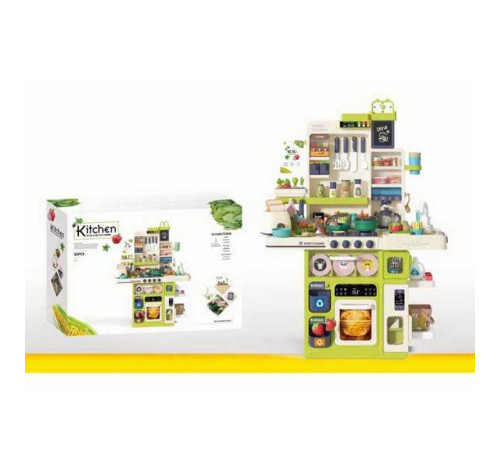 Кухня WD 824 B (4) 101 деталь, парогенератор, помпова подача води, звукові ефекти, підсвічування конфорок, пісня англ. мовою, тостер, посуд, аксесуари, наліпки, висота - 100 см, в коробці