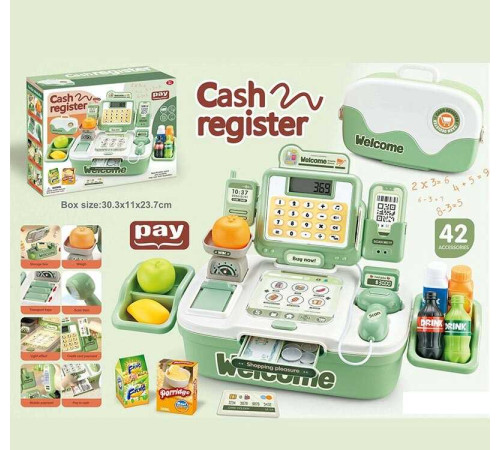 Касовий апарат H 369 A (24) автоматичний принцип роботи, озвучення англійською мовою, 8 пісень, підсвічування, сканер, калькулятор, ваги, рація, аксесуари,в коробці