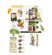 Кухня 938 A (5) 91 елемент, звук смаження та варіння, помповий механізм подачі води, парогенерація, посуд, їжа, аксесуари, мікрохвильова піч, підсвічування, музична панель, в коробці