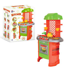 гр Кухня №7 0847 (3) "Technok Toys", плита, полички, посуд, каструля, чайник, пательня, лопатки, в коробці