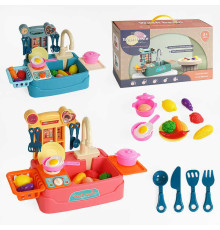 Мийка 566 (24/2) 2 види, автоматична подача води, поличка, столове начиння, муляжі їжі, плитка з тріскачкою, наліпки, в коробці, ВИДАЄТЬСЯ МІКС