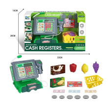 Касовий апарат KDL 888-57 (36/2) розмір: 21х14х17 см, сканер, калькулятор, мікрофон, звук, підсвічування, висувний ящик, продуктовий кошик, овочі, гроші, банківська картка, в коробці