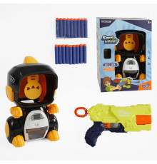 Пістолет з мішенню NL 06 U (12/2) "Динозавр", звук, електронне табло, 18 м'яких патронів з присосками, в коробці