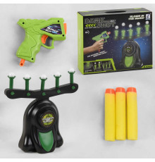 Повітряний тир 3360 (24/2) на батарейках, працює від USB, пістолет, 5 м'яких патронів, в коробці