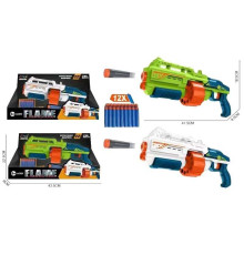 Автомат Z 1163-1 (24/2) 2 кольори, стріляє м’якими патронами, механічний принцип роботи, 12 патронів, в коробці