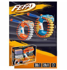 Пістолет AK 9278 A (36/2) 2 кольори, механічний принцип роботи, стріляє м’якими патронами, розбірний магазин, 30 патронів, в коробці