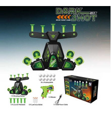 Повітряний тир 3372 (24) 2 режими: статичні мішені та левітуючі кульки, підсвічуване табло, звук, регуляція потужності повітря, механічний пістолет, 5 м'яких патронів, 10 пінопластових кульок, люмінесцентні елементи, від мережі або від батарейок, в к