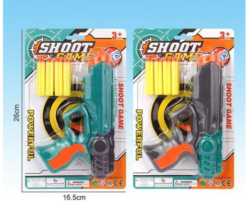 Пістолет 382 (168/2) 2 кольори, м’які патрони на присосці, на листі