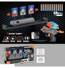 Тир LZ 087 (18) механічний пістолет, 12 м’яких патронів, електронна мішень, підсвічування, звуки, автоматично рахує влучання, рухається, в коробці