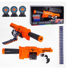 Автомат G 12 (8) стріляє м’якими патронами, автоматичний принцип роботи, великий барабан, паперова мішень, 30 патронів, в коробці