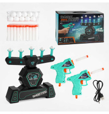 Повітряний тир 3362 (24/2) на батарейках та від USB, 2 пістолета, 10 м`яких патронів, люмінесцентні тримачі, в коробці