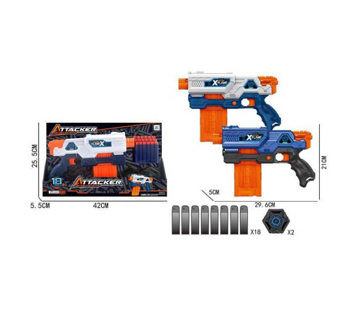 Автомат JLX 7257 (48/2) 2 кольори, механічний принцип роботи, 18 м’яких куль, 2 мішені, в коробці