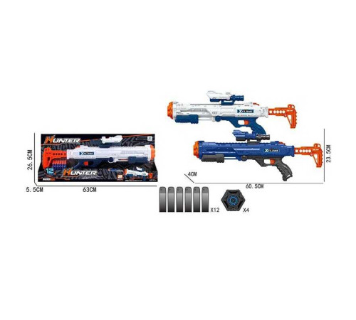 Автомат JLX 7261 (24/2) 2 кольори, механічний принцип роботи, 12 м’яких куль, 4 мішені, в коробці