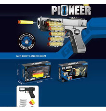 Пістолет 009 (48/2) стріляє м’якими патронами, механічний принцип роботи, кульова стрічка, 18 патронів, в коробці