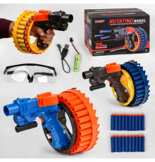 Пістолет KB 113 /113-1/113-2 (8) 3 кольори, акумулятор 3.7V, 30 м'якиж патронів на присосці, знімний лазер, захисні окуляри, в коробці, МІКС ВИДІВ