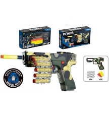 Пістолет 009 B (48/2) стріляє м’якими патронами, механічний принцип роботи, кульова стрічка, 20 патронів, в коробці