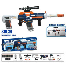 Автомат 9901-3 (15) довжина 89 см, автоматичний принцип роботи, приціл, 2 знімні магазини, 30 м'яких патронів, акумулятор 7.4 V, в коробці