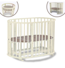 гр Ліжечко кругле "Сонечко" трансформер 8в1 (1) з маятниковим механізмом (слонова кістка)