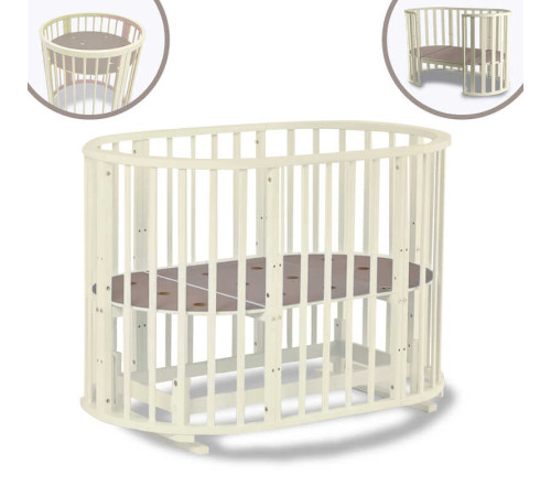 гр Ліжечко кругле "Сонечко" трансформер 8в1 (1) з маятниковим механізмом (слонова кістка)