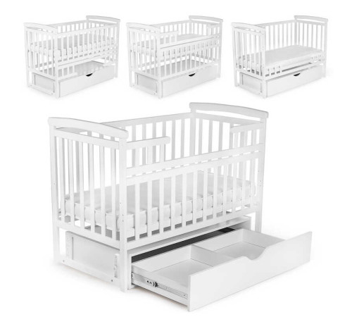 гр Ліжечко "Трансформер" колір - білий, з шухлядою DS-101 (1) маятниковий механізм