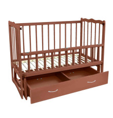гр Ліжечко дерев`яне маятник + шухляда - відкидний борт "Сон" (1) вільха - колір Шоколад