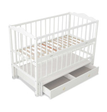 гр Ліжечко дитяче "Ангеліна" (1) шарнір-підшипник з відкидною боковиною+шухляда, бук (Білий)